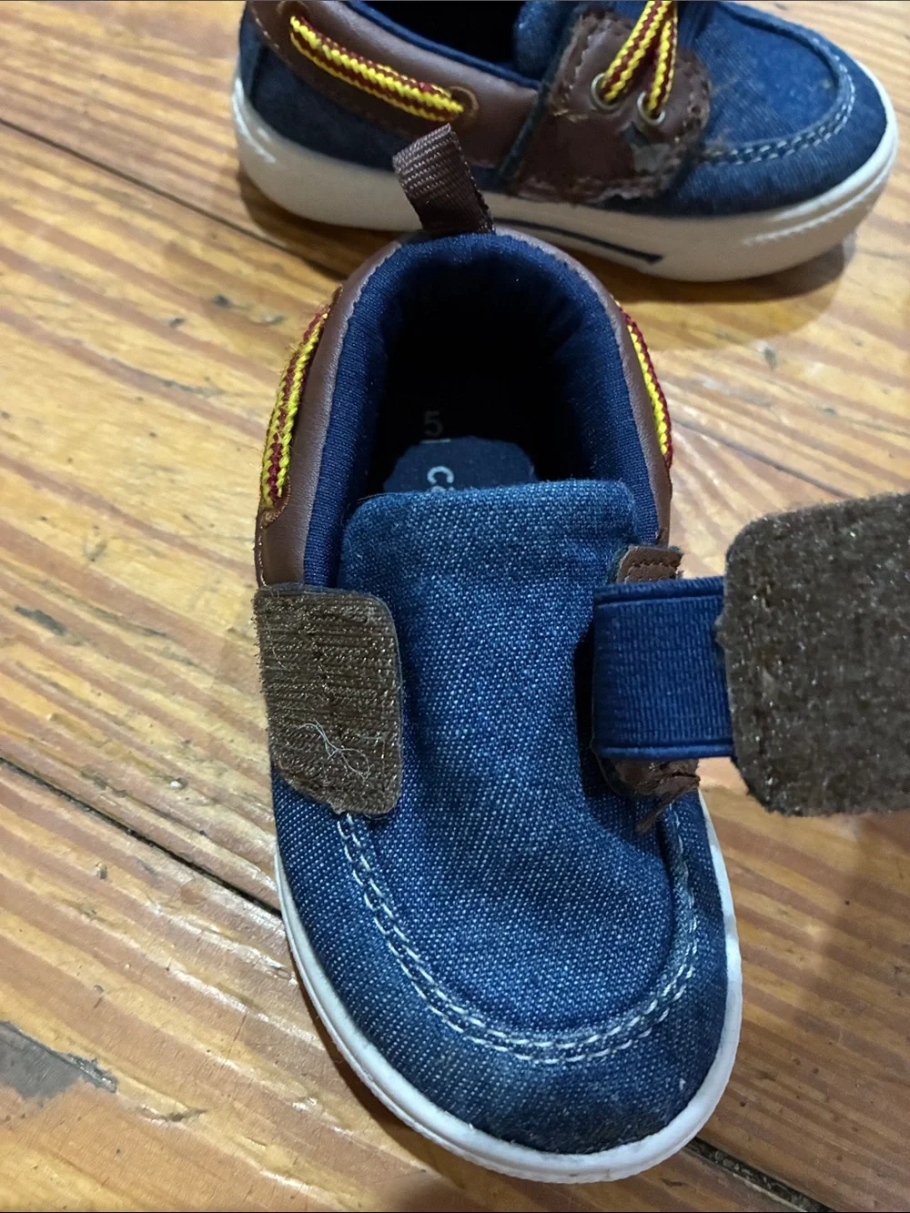 Carter's Navy Blue Canvas Kids Sneakers with Brown Trim